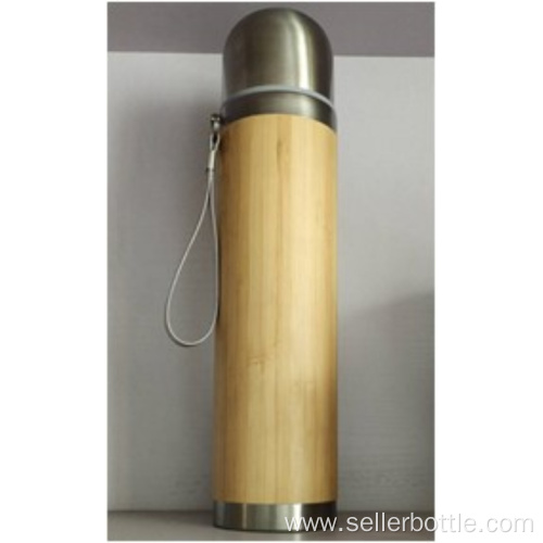 450mL Bamboo Vacuum Bullet Bottle With Rope